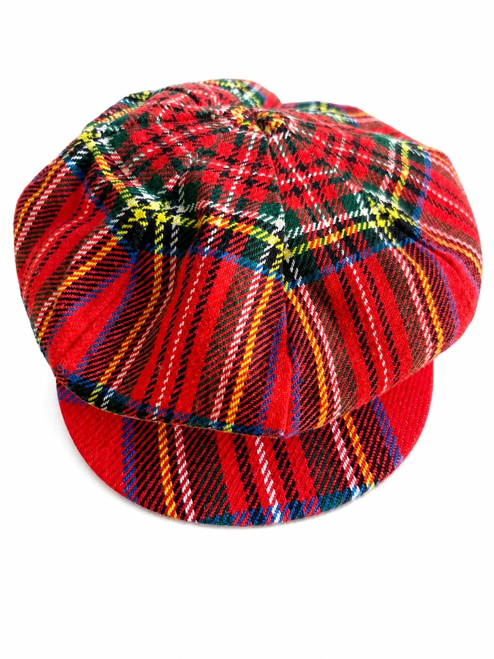 Vintage Red Tartan Plaid Newsboy Cap Size 6 7/8 - Picture 2 of 7